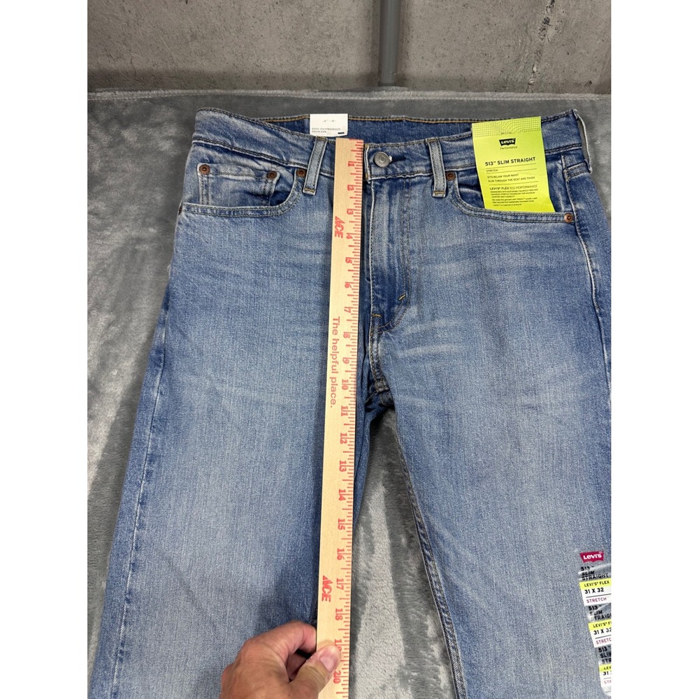 Levis 513 Slim Straight Jeans Mens 31x32 Blue Flex Stretch 08513-0933 NWT - Picture 3 of 11